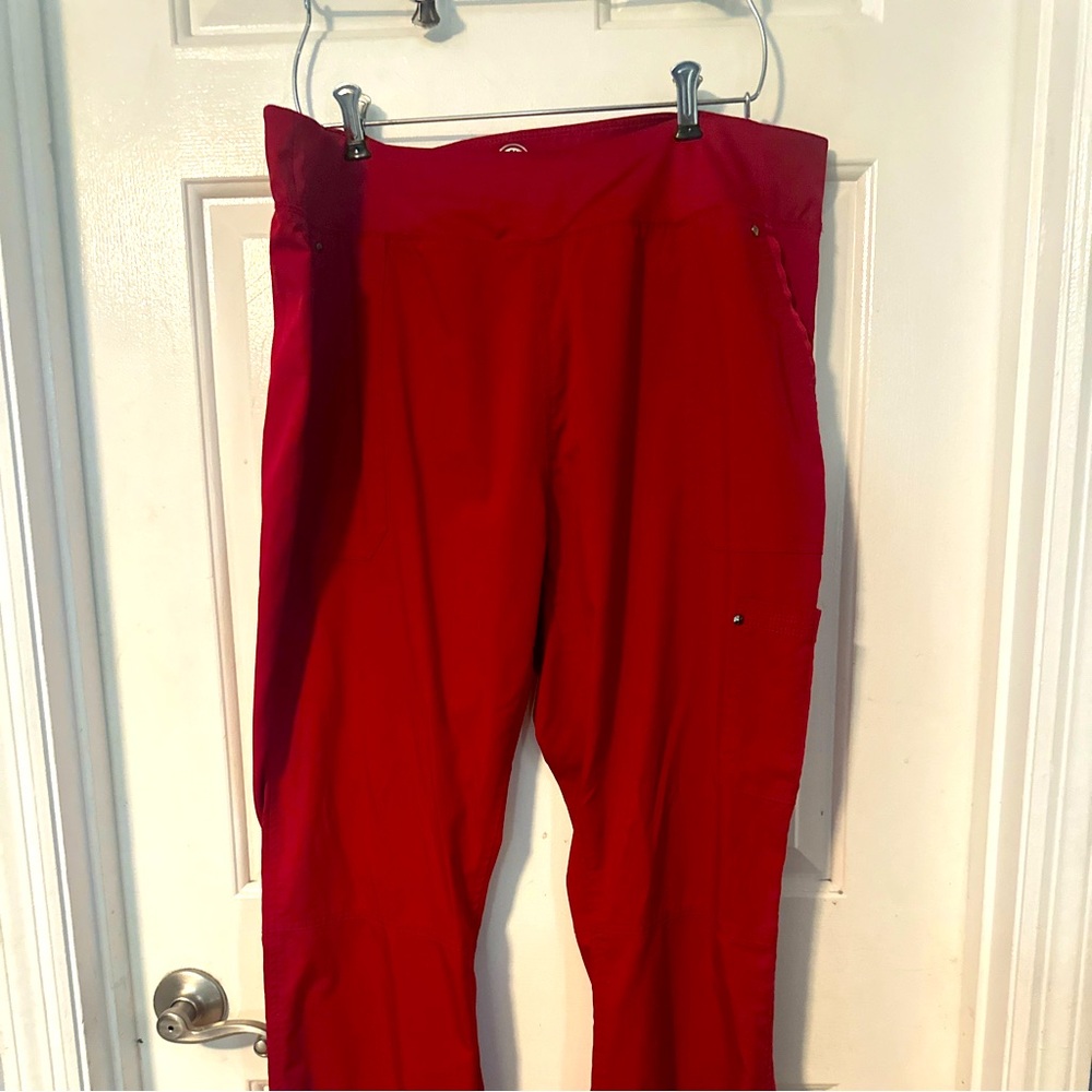 Healing hands red yoga xl scrub pants